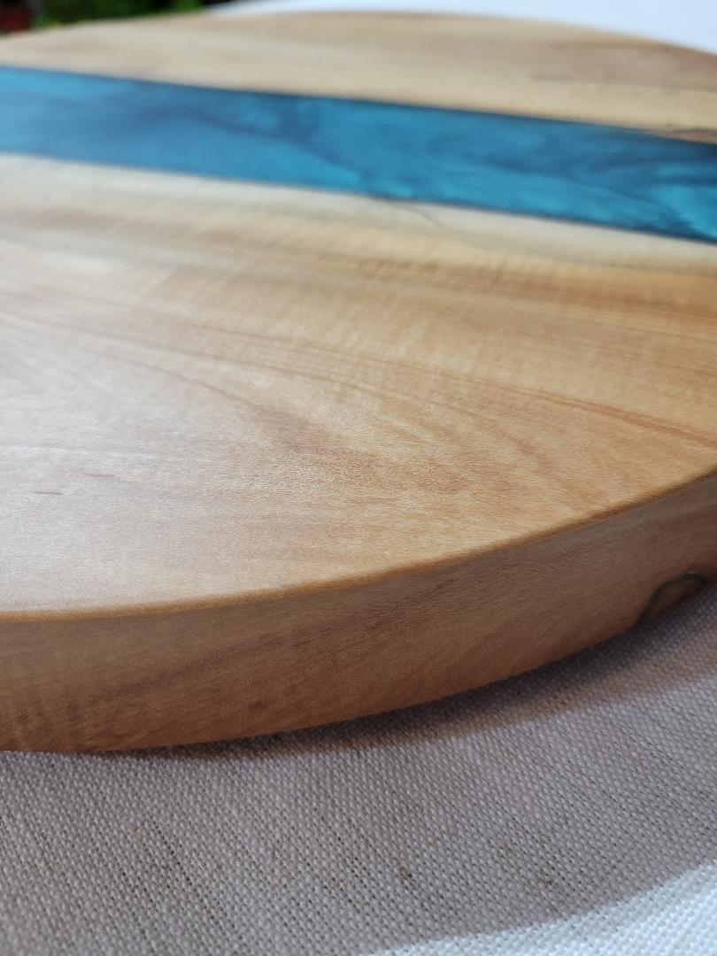 Lazy Susan 17", Sycamore with Mermaid Dust Resin