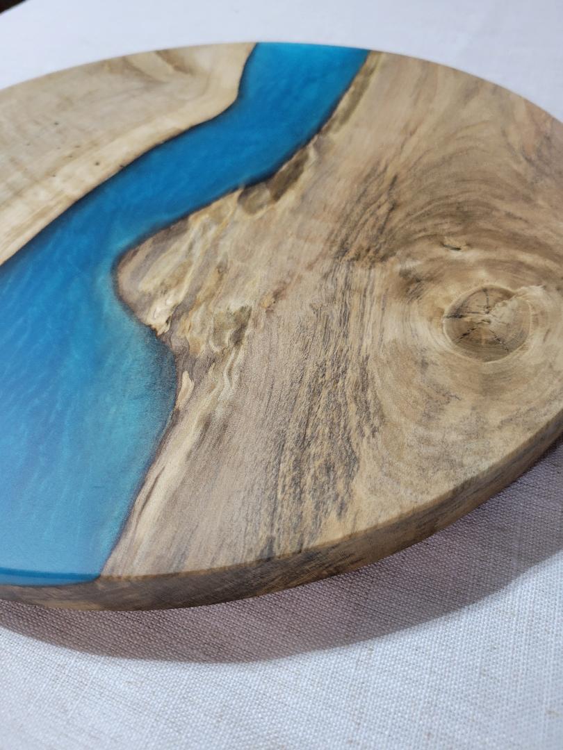 Lazy Susan 16", Holly with Turquoise Resin