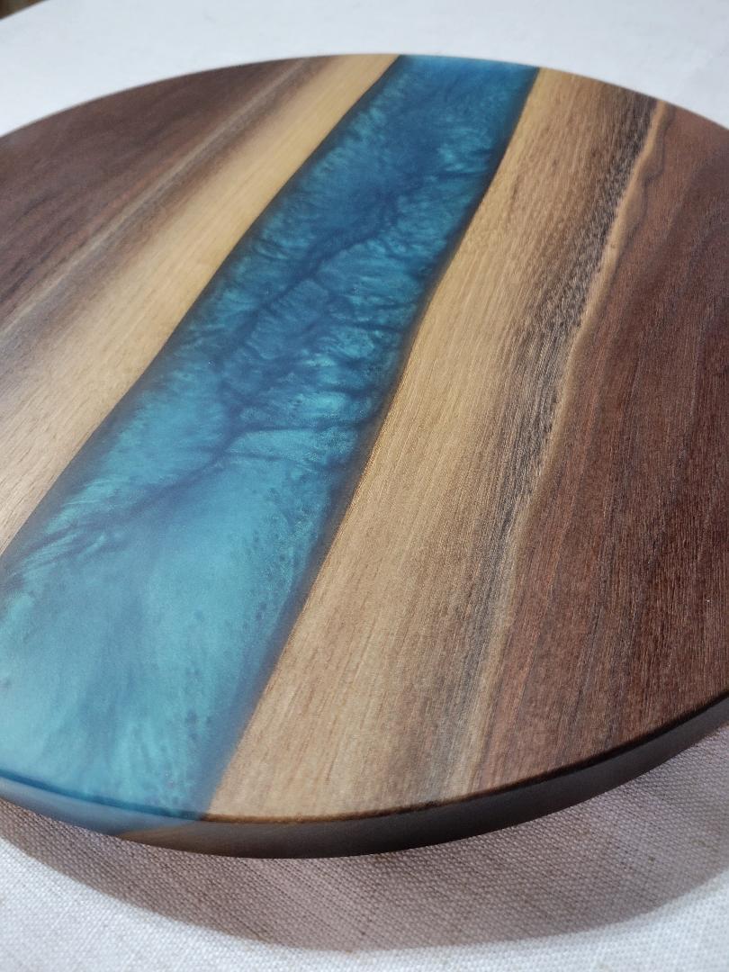 Lazy Susan 16", Walnut with Mermaid Dust Resin