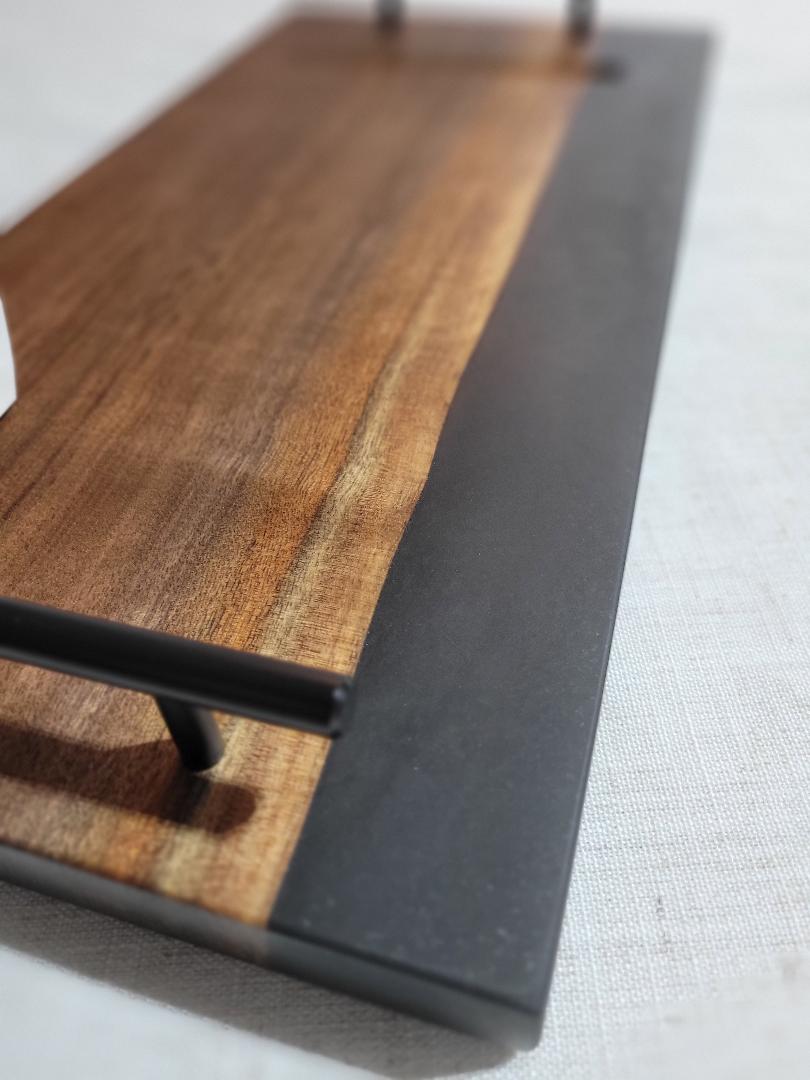 Charcuterie River Board, 9x18" Walnut with Black Resin