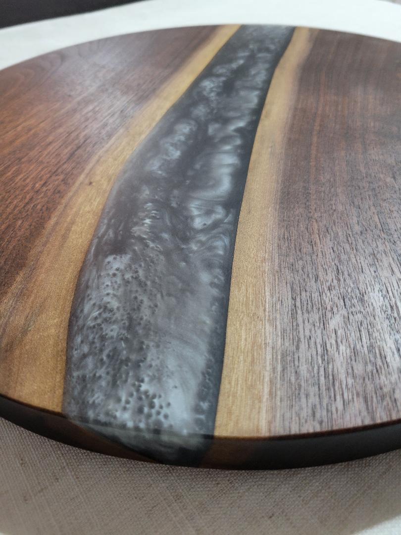 Lazy Susan 17", Walnut with Grey Resin