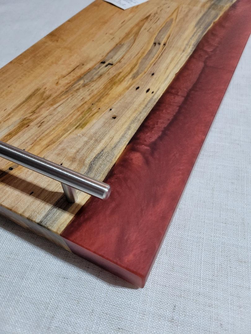 Charcuterie River Board, 9x18" Ambrosia Maple with Red Resin