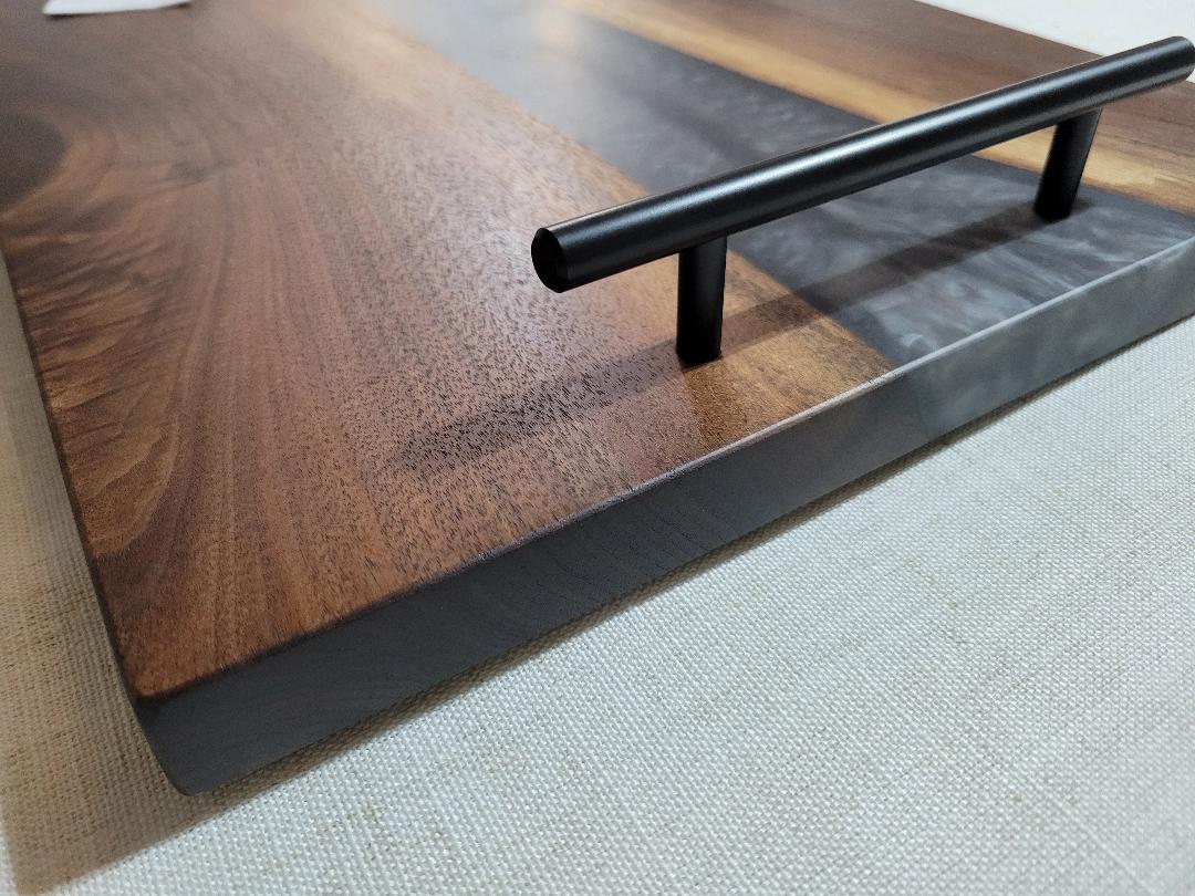 Charcuterie River Board, 12x18" Walnut with Grey Resin