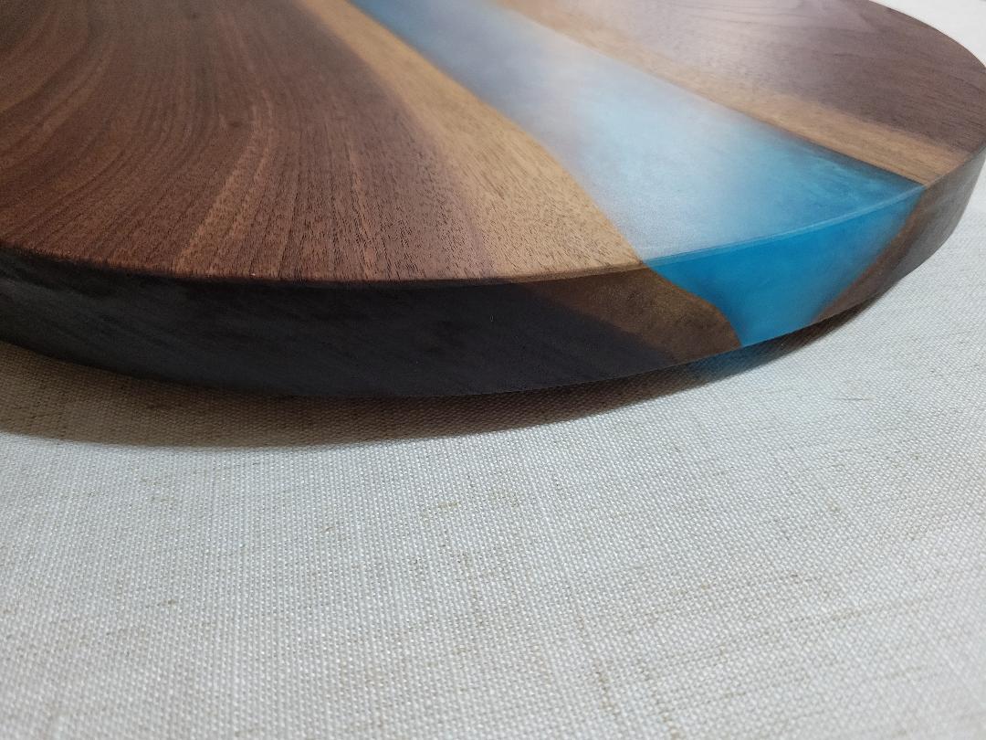 Lazy Susan 16", Walnut with Turquoise Resin