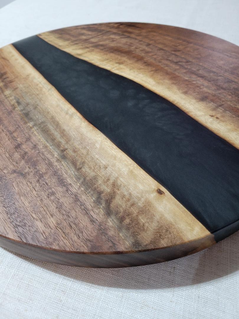 Lazy Susan 17", Walnut with Black Resin