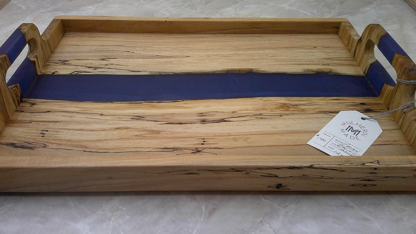 Tray, Pecan with Pacific Blue Resin 12x18"