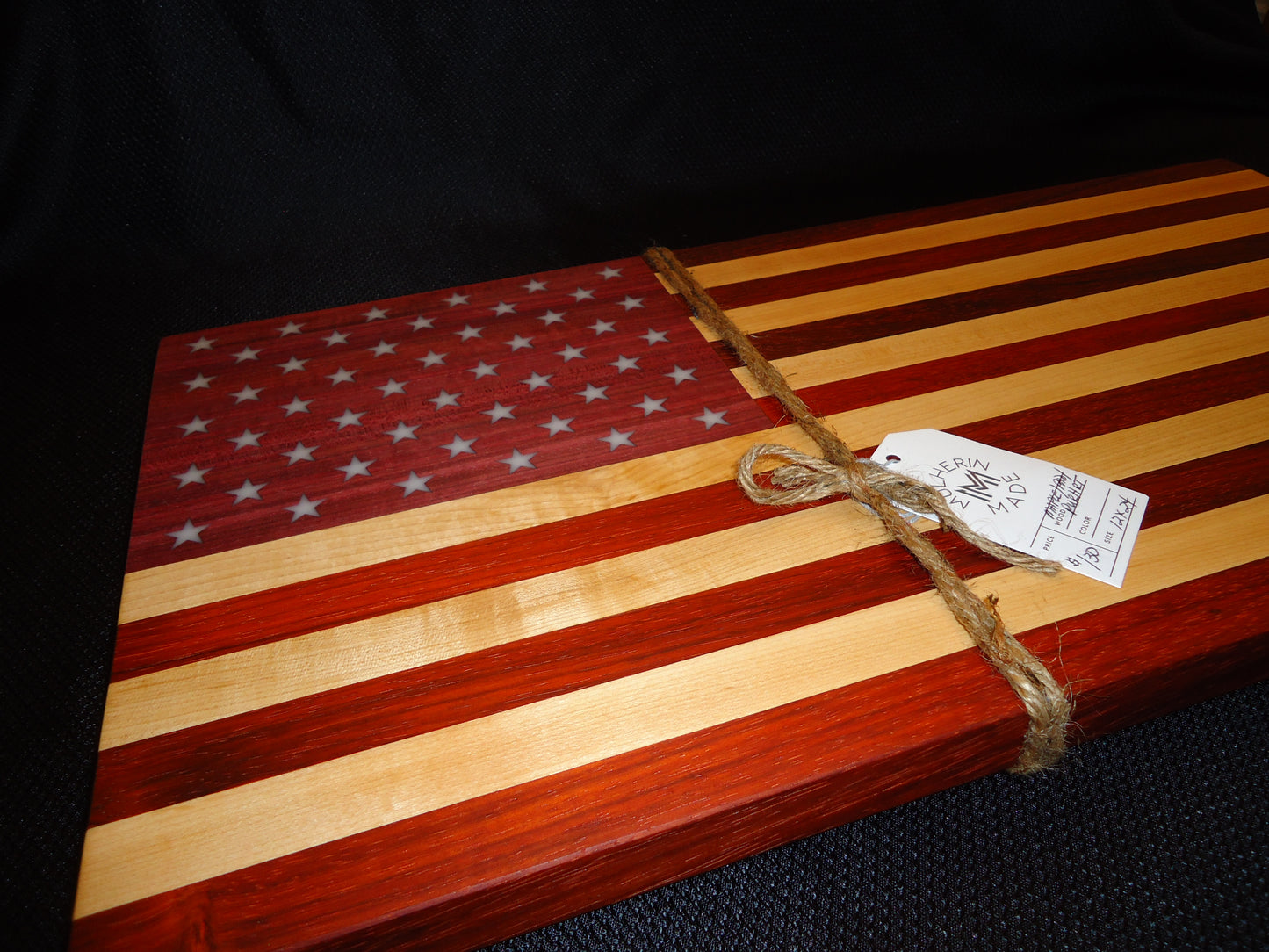 Flag Board, 12x24" American Flag, Padauk/Maple/Purple H Wood