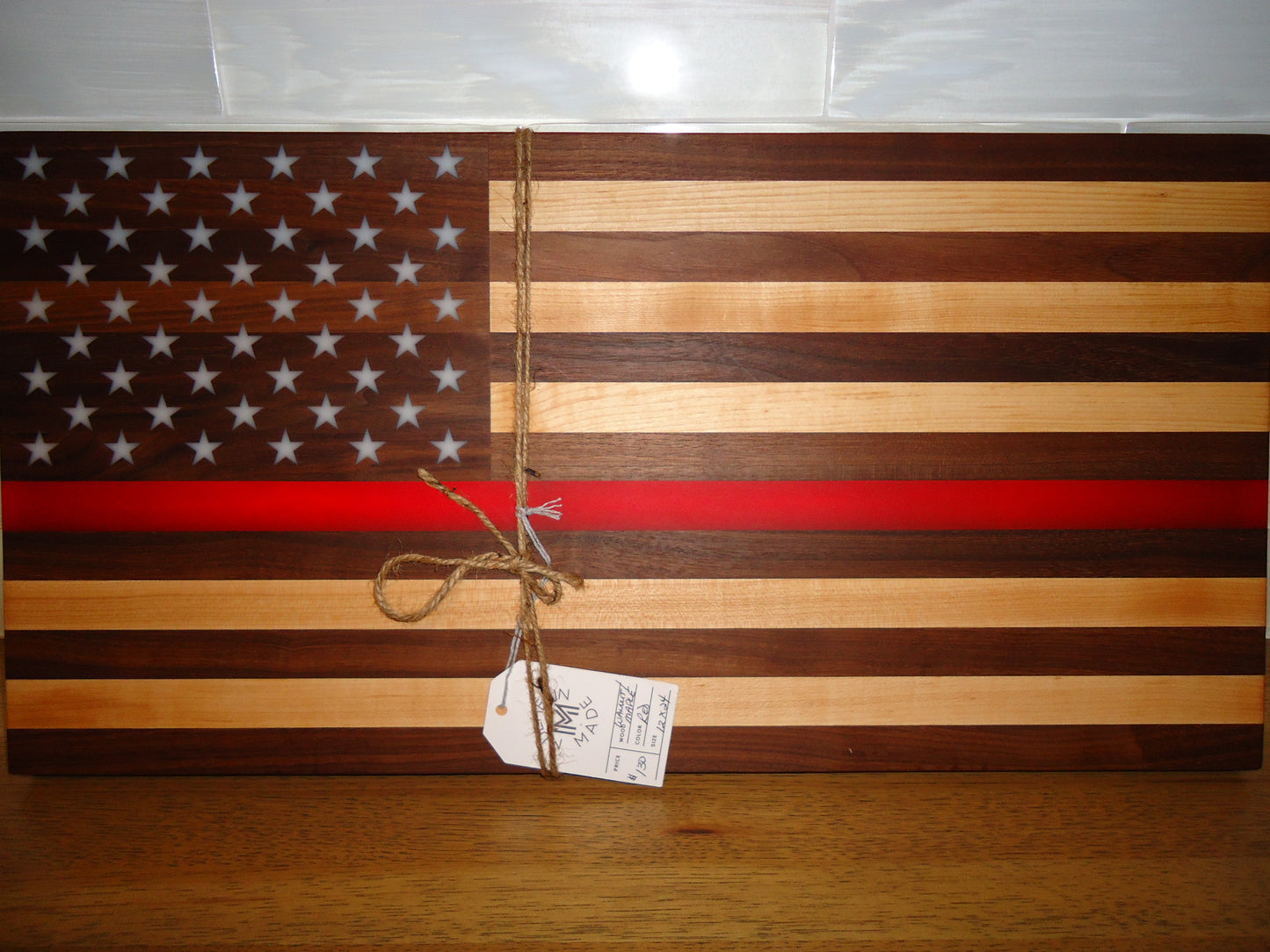 Flag Board, 12x24" American/First Responder Flag, Walnut and Maple Wood