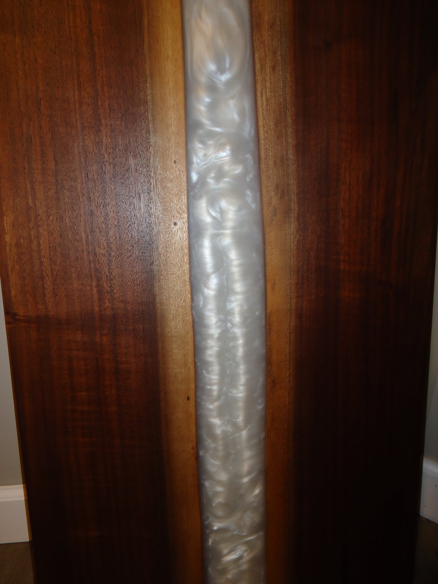 Table Top, 18x30" Walnut River End Table with White Pearl Resin