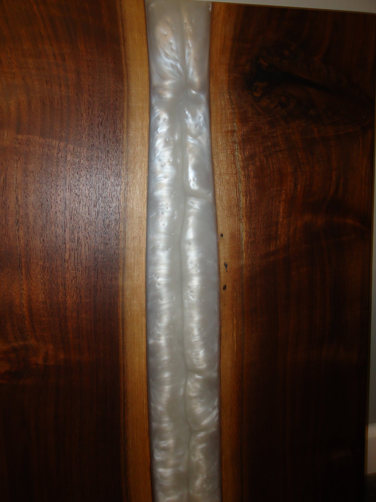 Table Top, 18x30" Walnut River End Table with White Pearl Resin