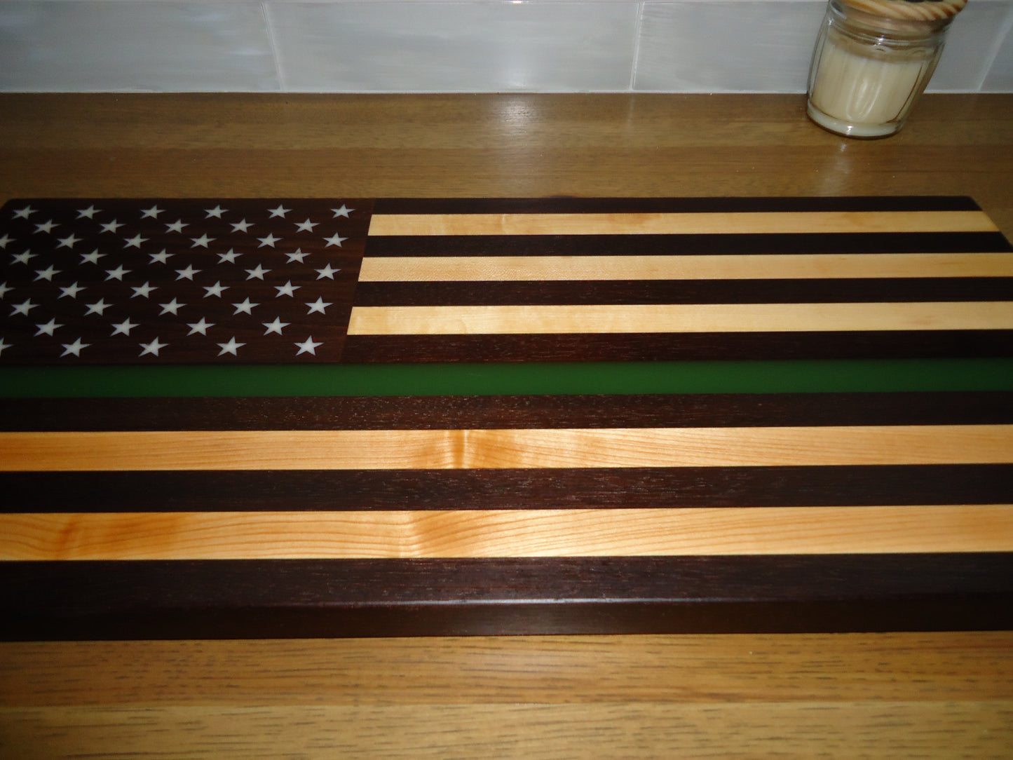 Flag Board, 11x24" American/Armed Forces Flag, Walnut and Maple Wood