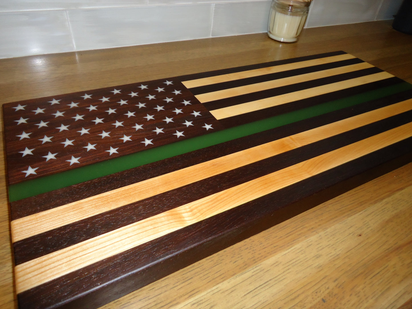 Flag Board, 11x24" American/Armed Forces Flag, Walnut and Maple Wood