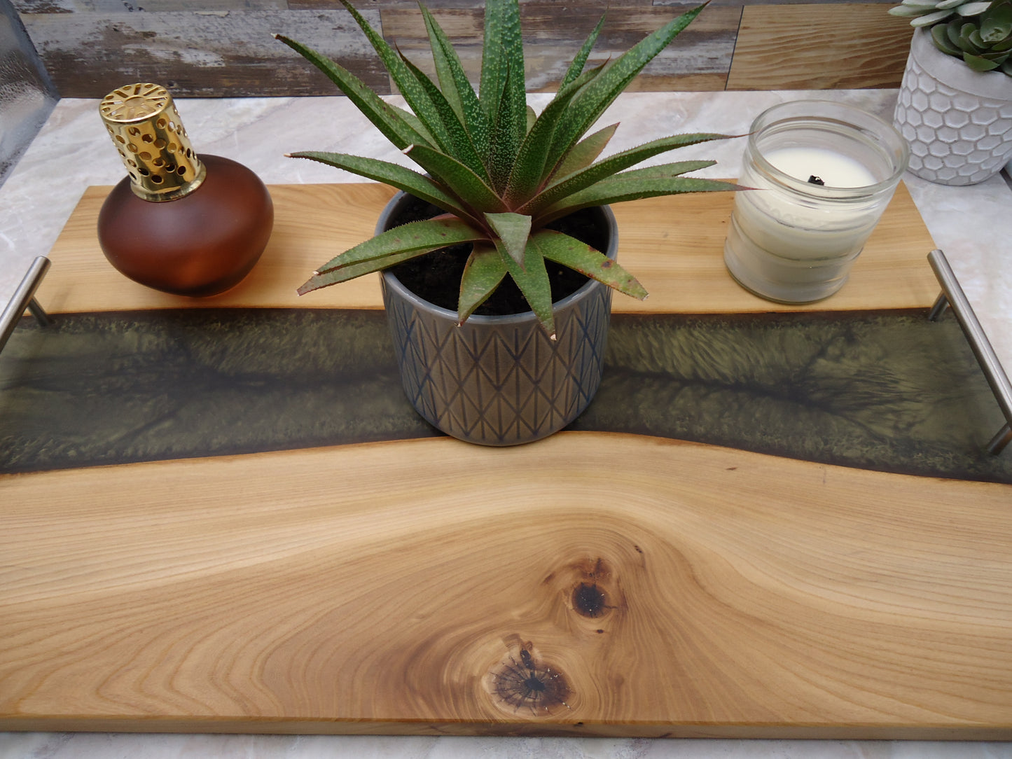 Charcuterie River Board, 15x24" Pecan with Olive Resin