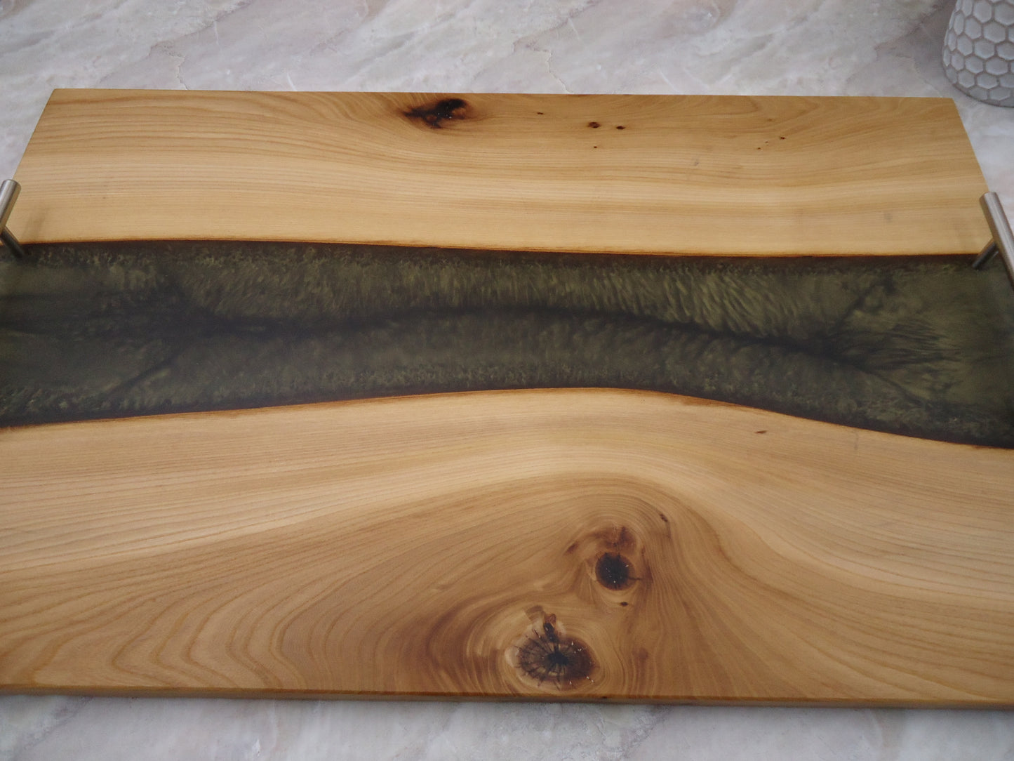 Charcuterie River Board, 15x24" Pecan with Olive Resin