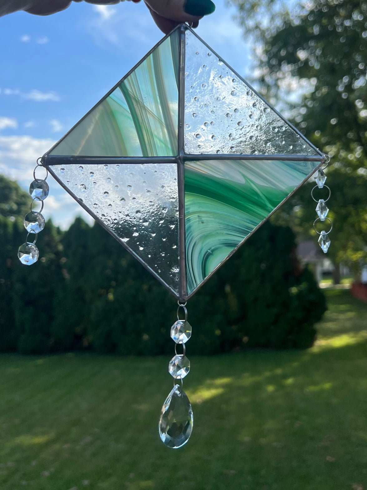 Green Stained Glass Kite Suncatcher