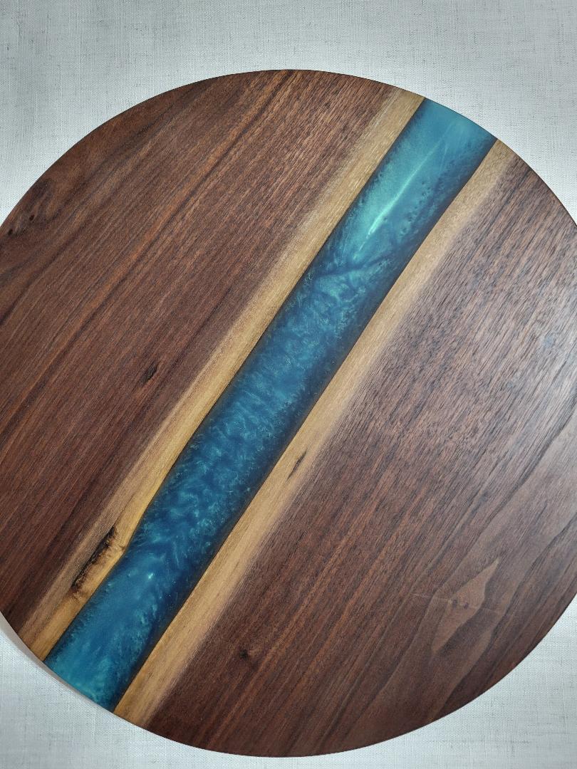Lazy Susan 17", Walnut with Mermaid Dust Resin