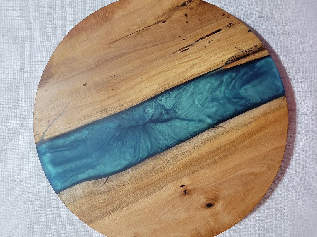 Lazy Susan 17", Sycamore with Mermaid Dust Resin