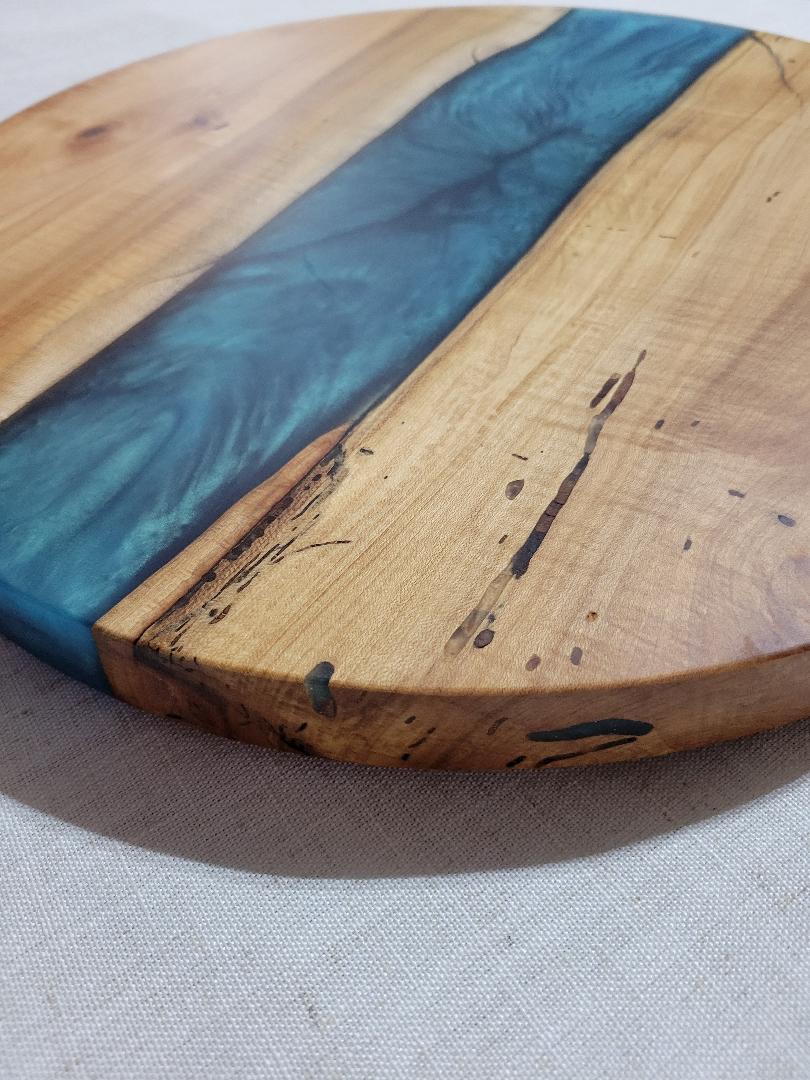 Lazy Susan 17", Sycamore with Mermaid Dust Resin
