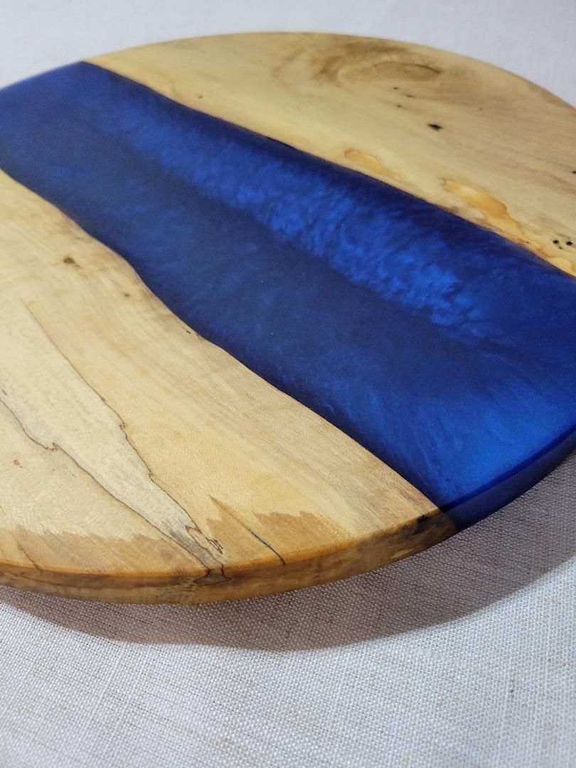 Lazy Susan 16", Holly with Pacific Blue Resin