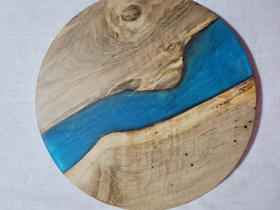 Lazy Susan 16", Holly with Turquoise Resin
