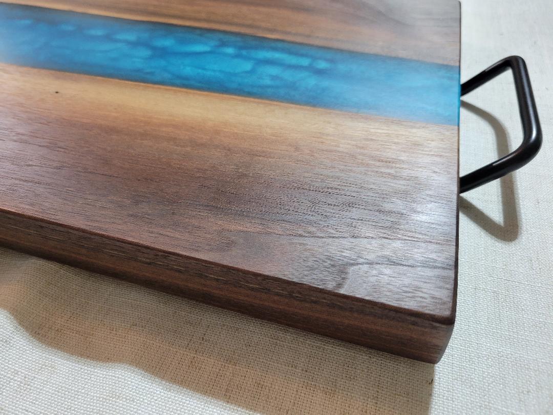 Charcuterie River Board, 12x18" Walnut with Turquoise Resin