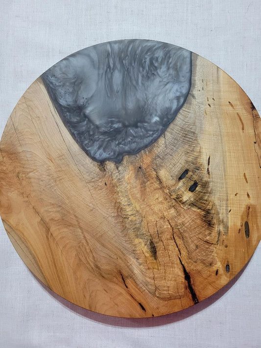 Lazy Susan 17", Sycamore with Grey Resin