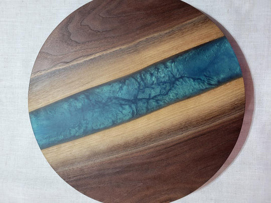 Lazy Susan 16", Walnut with Mermaid Dust Resin