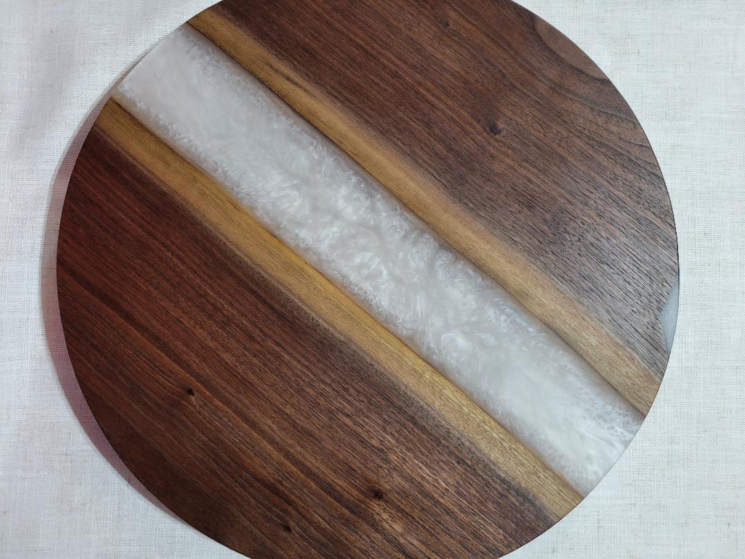 Lazy Susan 16", Walnut with Pearl White Resin