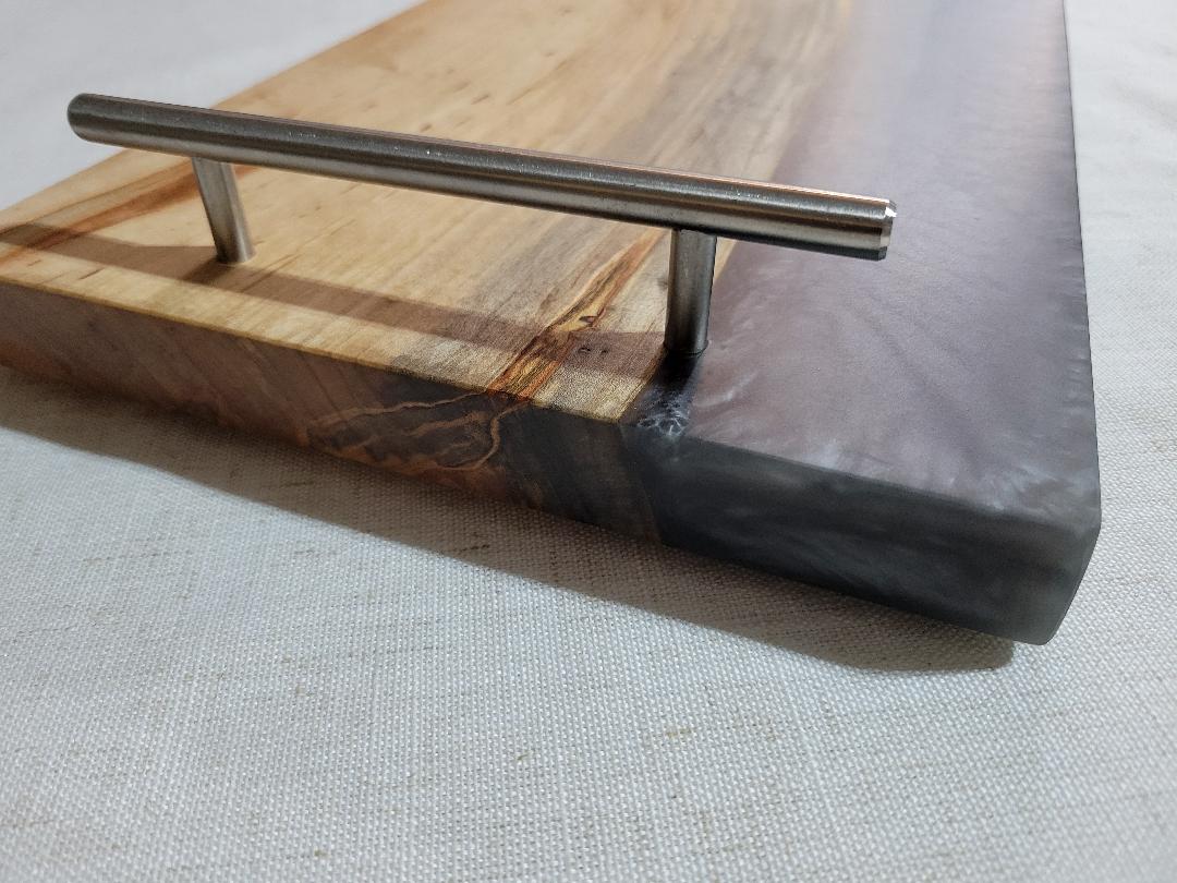 Charcuterie River Board, 9x18" Ambrosia Maple with Grey Resin