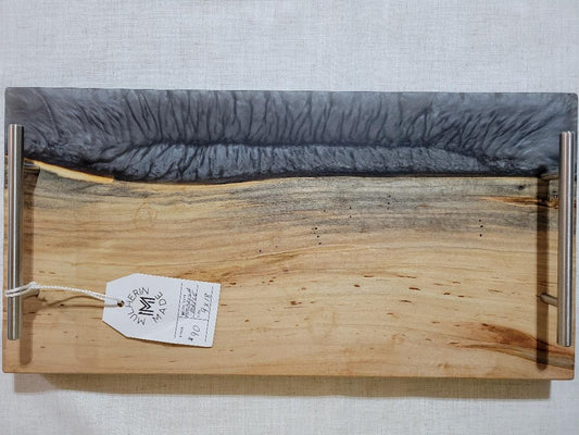Charcuterie River Board, 9x18" Ambrosia Maple with Grey Resin