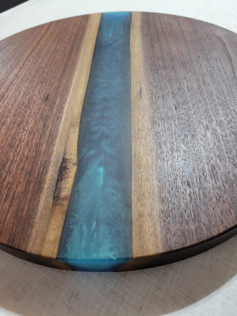 Lazy Susan 17", Walnut with Mermaid Dust Resin