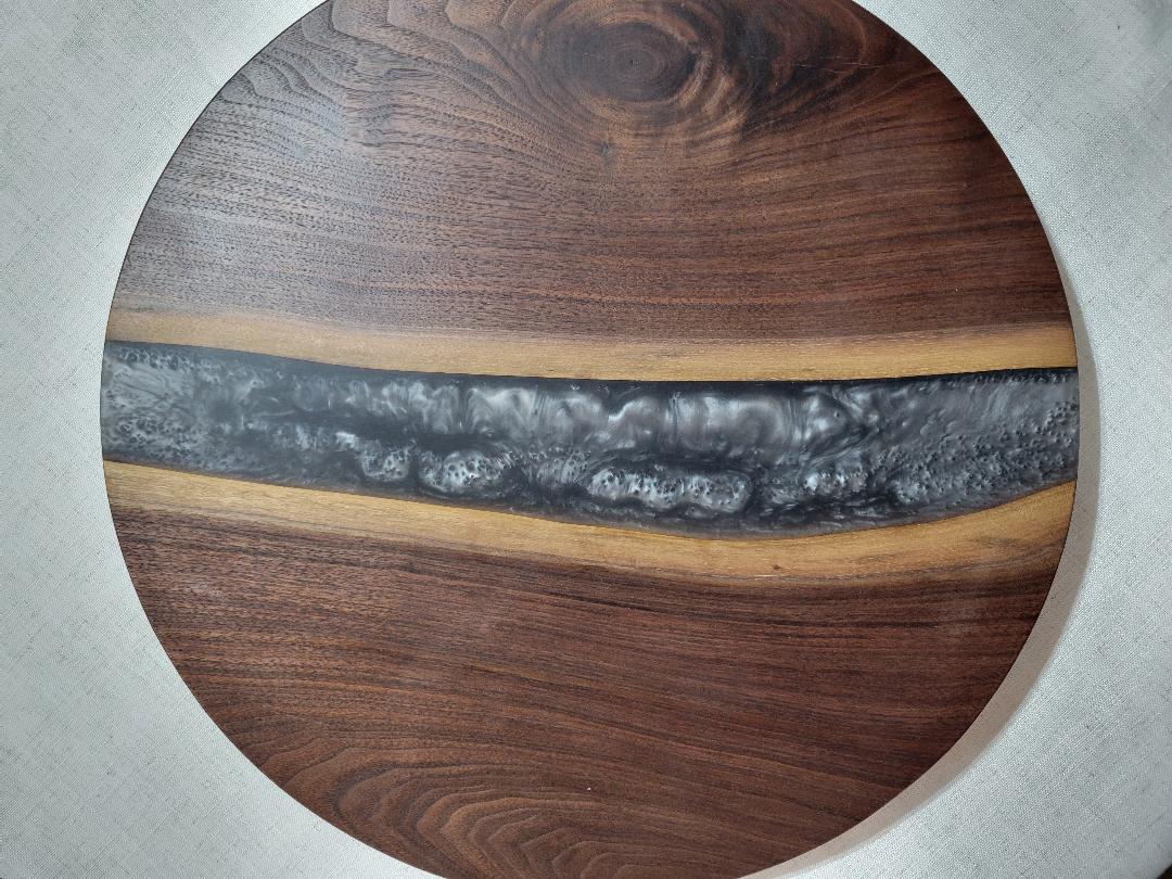 Lazy Susan 17", Walnut with Grey Resin