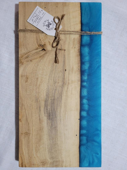 Charcuterie River Board, 9x18" Holly with Turquoise Resin