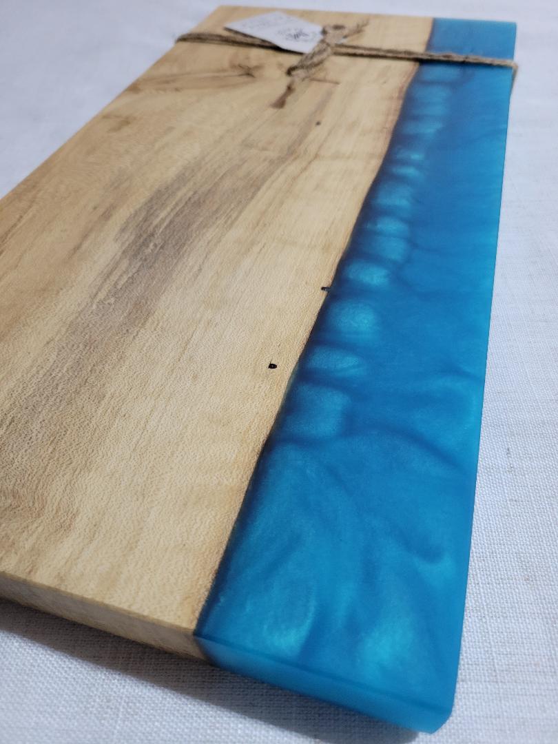 Charcuterie River Board, 9x18" Holly with Turquoise Resin