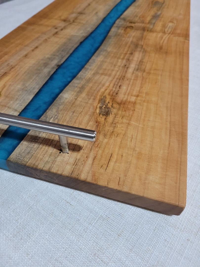 Charcuterie River Board, 12x24" Holly with Turquoise Resin