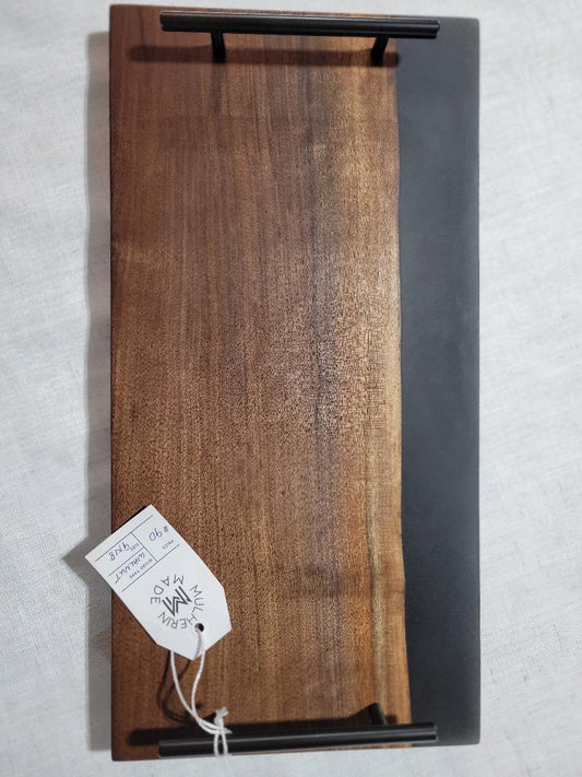 Charcuterie River Board, 9x18" Walnut with Black Resin