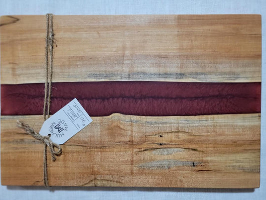 Charcuterie River Board, 12x18" Holly with Red Resin
