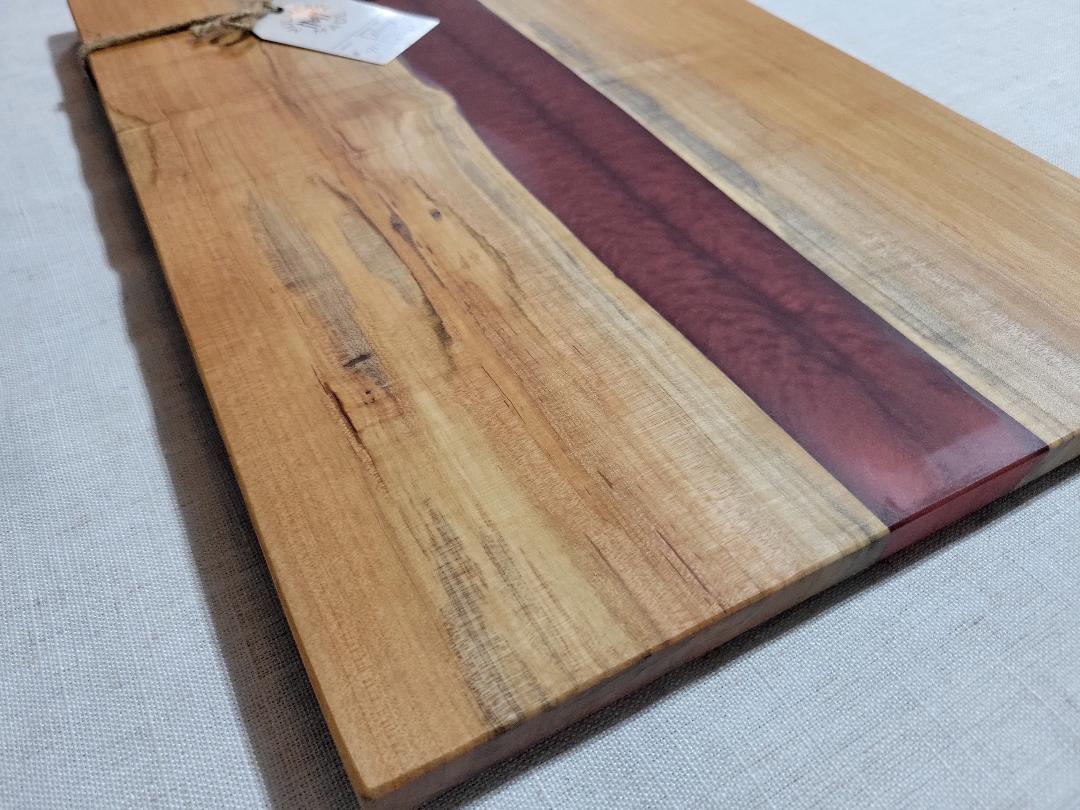 Charcuterie River Board, 12x18" Holly with Red Resin
