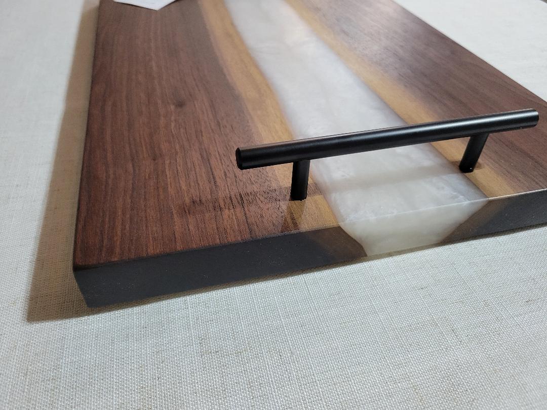 Charcuterie River Board, 12x18" Walnut with White Pearl Resin