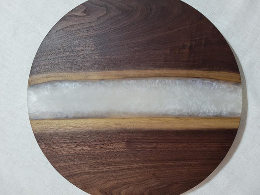 Lazy Susan 17", Walnut with Pearl White Resin