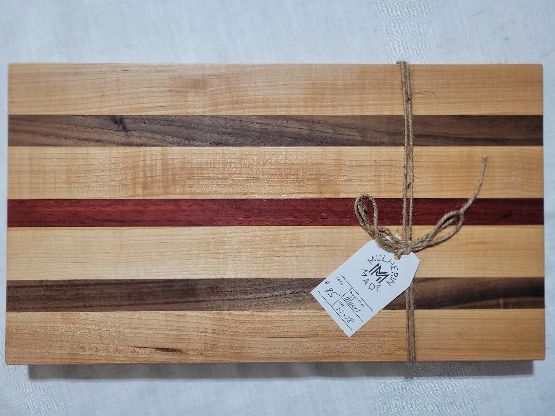 Cutting Board, 10x18" Padauk/Maple/Walnut