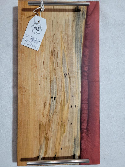 Charcuterie River Board, 9x18" Ambrosia Maple with Red Resin