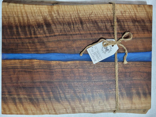 Charcuterie River Board, 14x18" Walnut with Pacific Blue Resin
