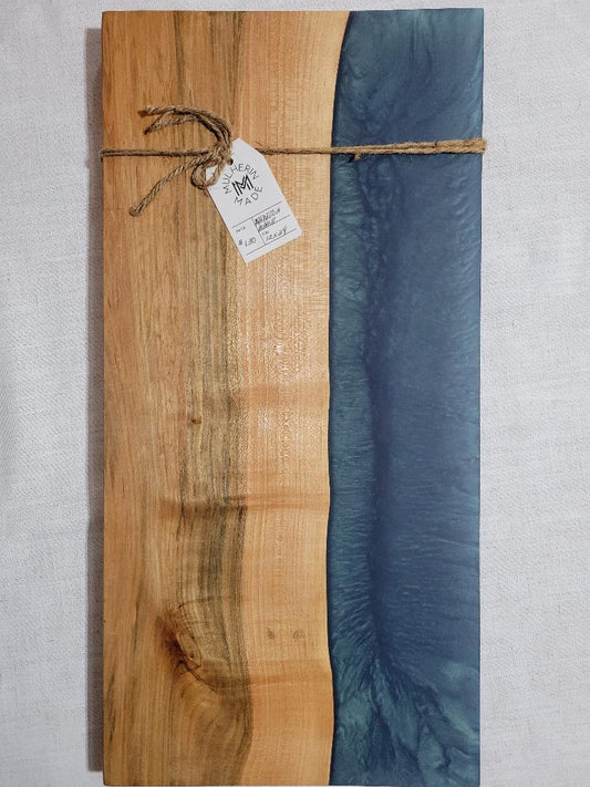 Charcuterie River Board, 12x24" Ambrosia Maple with Mermaid Dust Resin