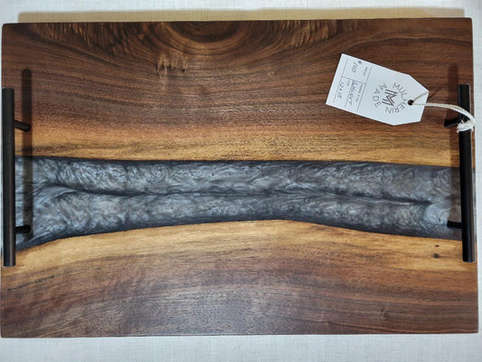 Charcuterie River Board, 12x18" Walnut with Grey Resin