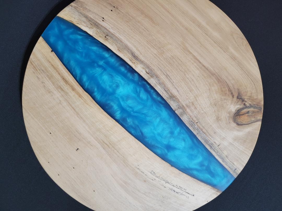 Lazy Susan 16", Holly with Turquoise Resin