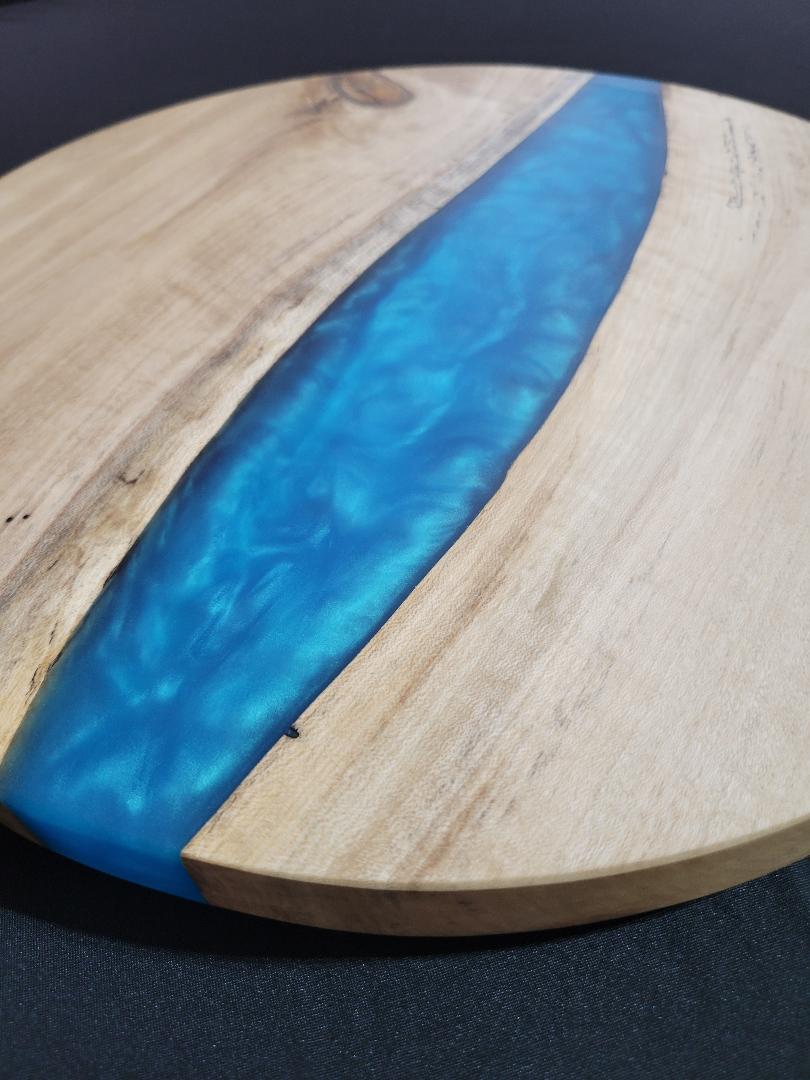 Lazy Susan 16", Holly with Turquoise Resin