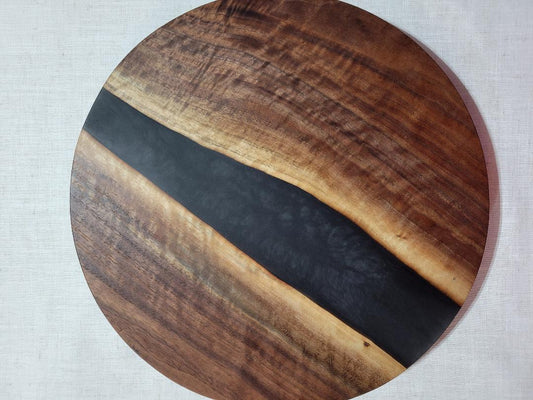 Lazy Susan 17", Walnut with Black Resin