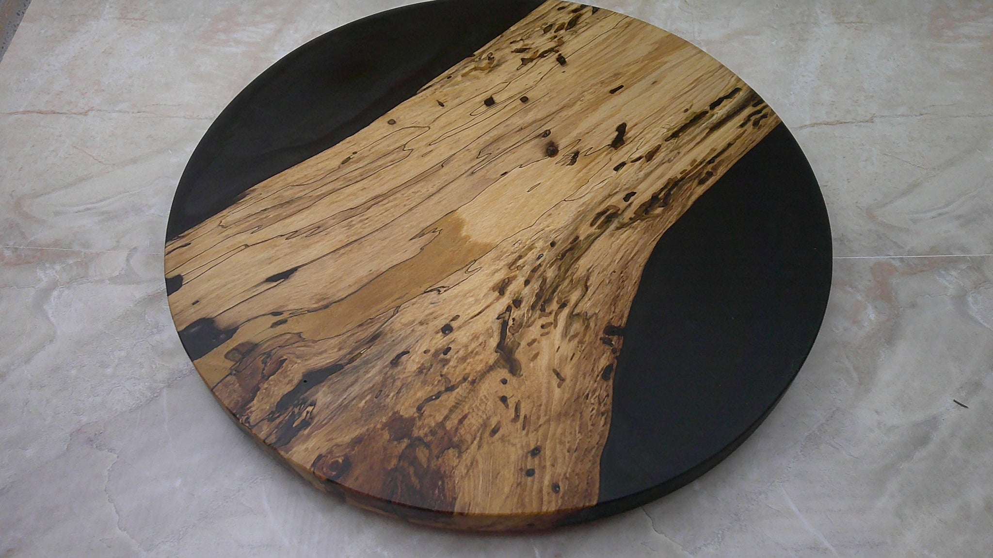 Lazy Susan 16", Hickory with Black Resin