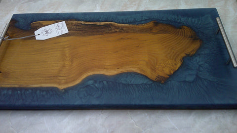 Charcuterie River Board, 12x24" Mulberry with Mermaid Dust Resin
